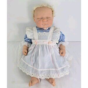 Vintage BERENGUER Reborn Baby Girl Doll 19” Eyelashes Weighted Mohair‎ Blond